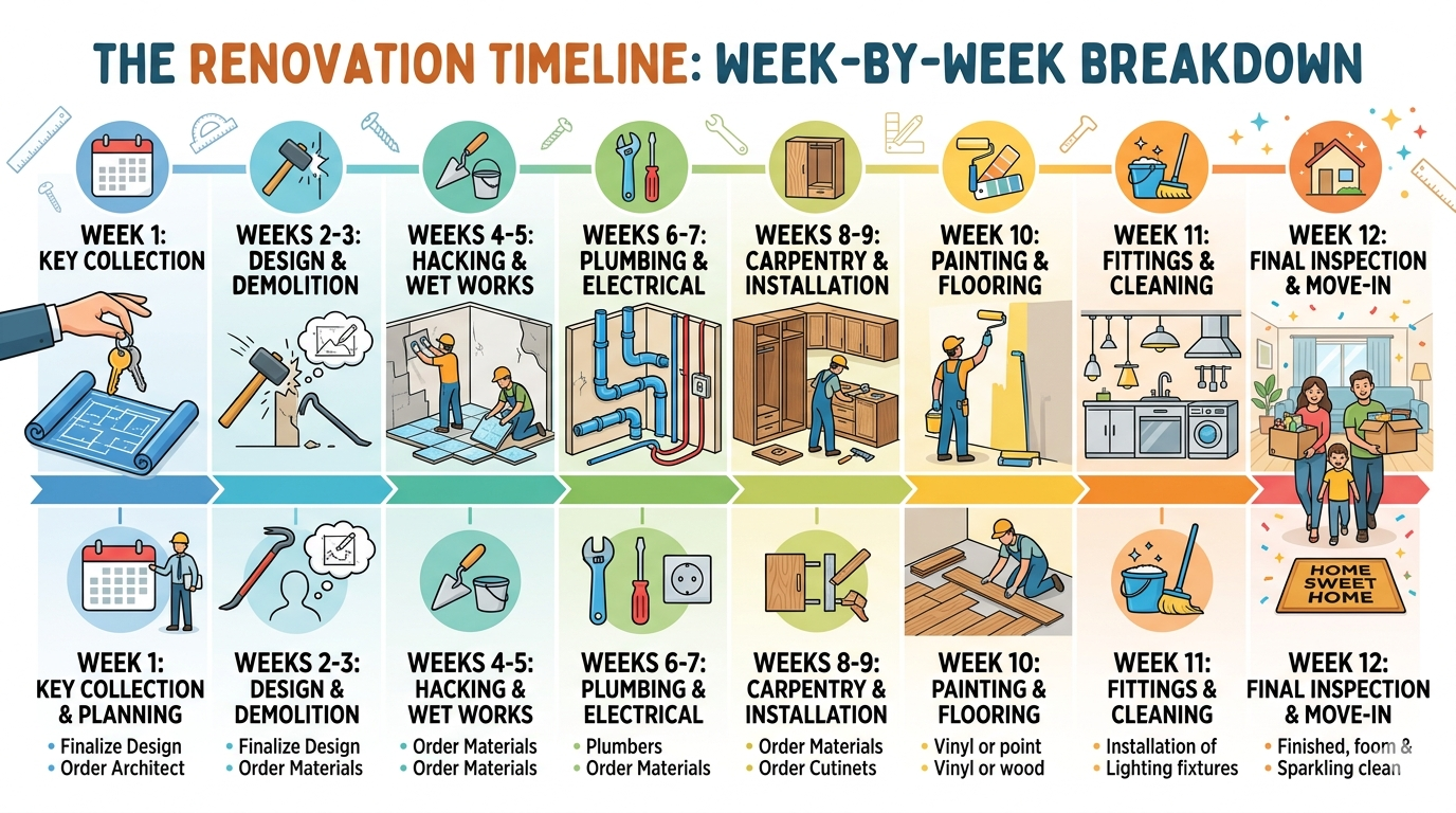 The Renovation Timeline: Week-by-Week Breakdown from Key Collection to Move-In